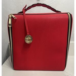 Estee Lauder Red Train Case Travel Bag Makeup Cosmetic Zipper with Handle